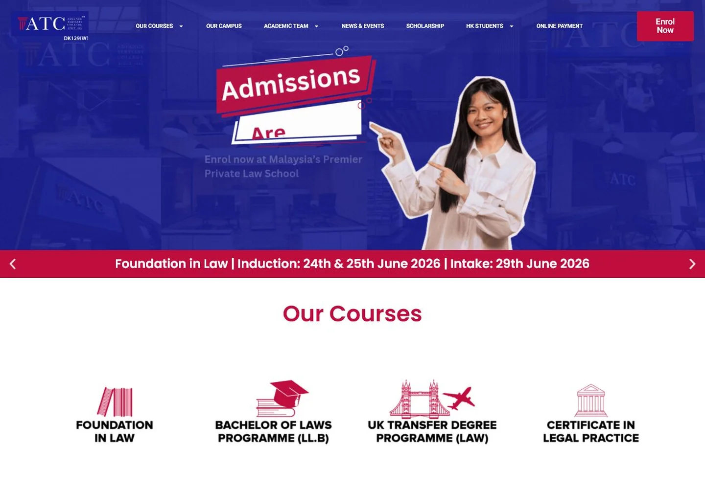 Advance Tertiary College website designed by Pixelbah Digital